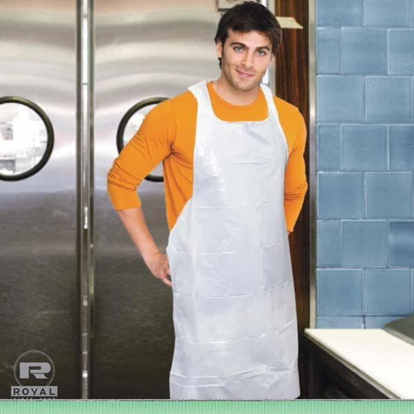 Royal Paper - Disposable & Chemical Resistant Aprons Garment Style: Bib Apron Garment Type: NonChemical Resistant - USA Tool & Supply