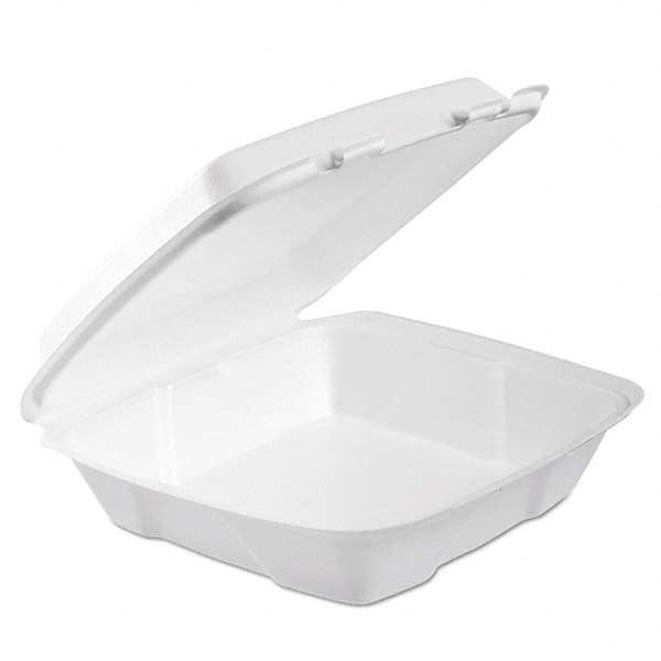 DART - Foam Hinged Lid Container, 1-Comp, 9 x 9 2/5 x 3, White, 100/Bag, 2 Bag/Carton - USA Tool & Supply