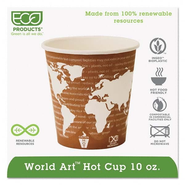 ECO PRODUCTS - World Art Renewable Compostable Hot Cups, 10 oz, 50/PK, 20 PK/CT - USA Tool & Supply