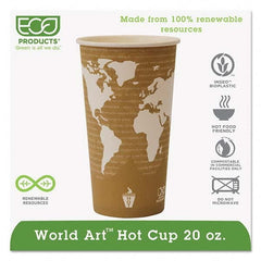 ECO PRODUCTS - World Art Renewable Compostable Hot Cups, 20 oz, 50/PK, 20 PK/CT - USA Tool & Supply