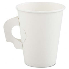 DART - Polycoated Hot Paper Cups with Handles, 8 oz, White - USA Tool & Supply