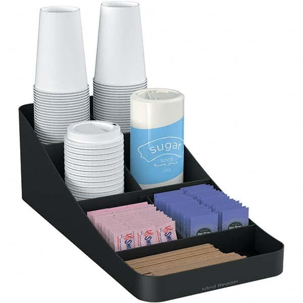 Mind Reader - Condiments & Dispensers Breakroom Accessory Type: Condiment Dispenser Breakroom Accessory Description: Trove Seven-Compartment Coffee Condiment Organizer - USA Tool & Supply