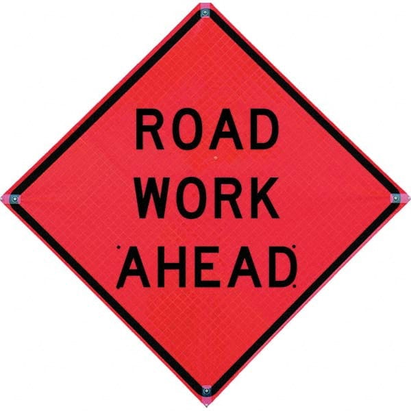 VizCon - "Men Working," 36" Wide x 36" High Vinyl Construction Roadway Sign - USA Tool & Supply