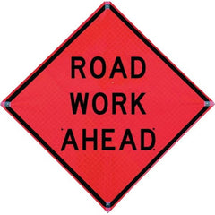 VizCon - "Utility Work Ahead," 36" Wide x 36" High Vinyl Construction Roadway Sign - USA Tool & Supply