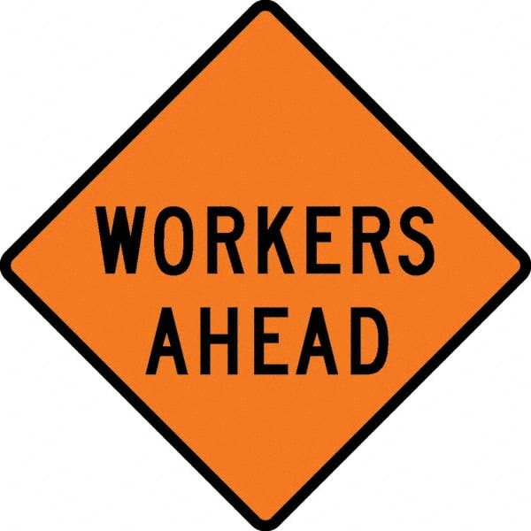 VizCon - "Men Working," 48" Wide x 48" High Vinyl Construction Roadway Sign - USA Tool & Supply