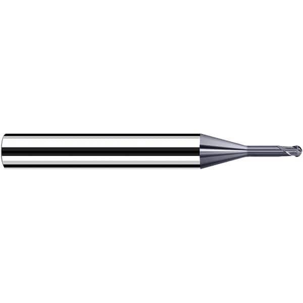 Fraisa - 0.5mm Diam, 3.6mm LOC, 2 Flute Solid Carbide Ball End Mill - USA Tool & Supply