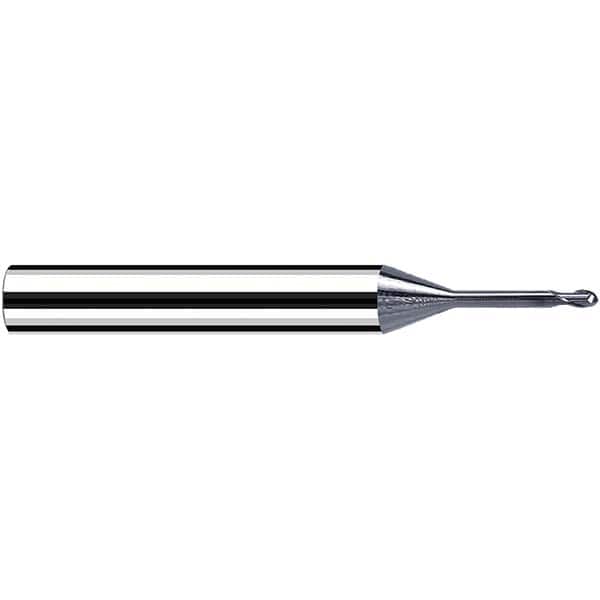 Fraisa - 0.8mm Diam, 0.8mm LOC, 2 Flute Solid Carbide Ball End Mill - USA Tool & Supply