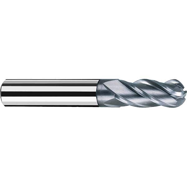 Fraisa - 1/2" Diam, 1-1/4" LOC, 4 Flute Solid Carbide Ball End Mill - USA Tool & Supply