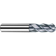 Fraisa - 1/2" Diam, 1-1/4" LOC, 4 Flute Solid Carbide Ball End Mill - USA Tool & Supply