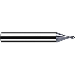 Fraisa - 1mm Diam, 1mm LOC, 2 Flute Solid Carbide Ball End Mill - USA Tool & Supply