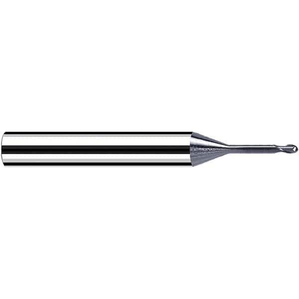 Fraisa - 0.2mm Diam, 0.2mm LOC, 2 Flute Solid Carbide Ball End Mill - USA Tool & Supply
