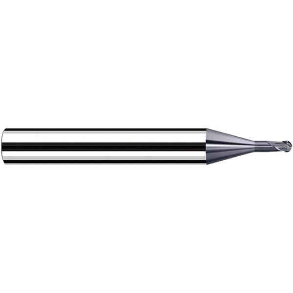 Fraisa - 0.5mm Diam, 3.6mm LOC, 2 Flute Solid Carbide Ball End Mill - USA Tool & Supply