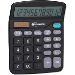 Calculators; Type: Desktop; Number Of Displayed Digits: 12; Display Type: LCD; Color: Black; Print Speed: 1 Line per Second; Function: Calculation; Batteries Included: Yes; Display Size: 12mm; Width (Inch): 1.5 in; Width (Decimal Inch): 1.5 in; 1.5000; Le