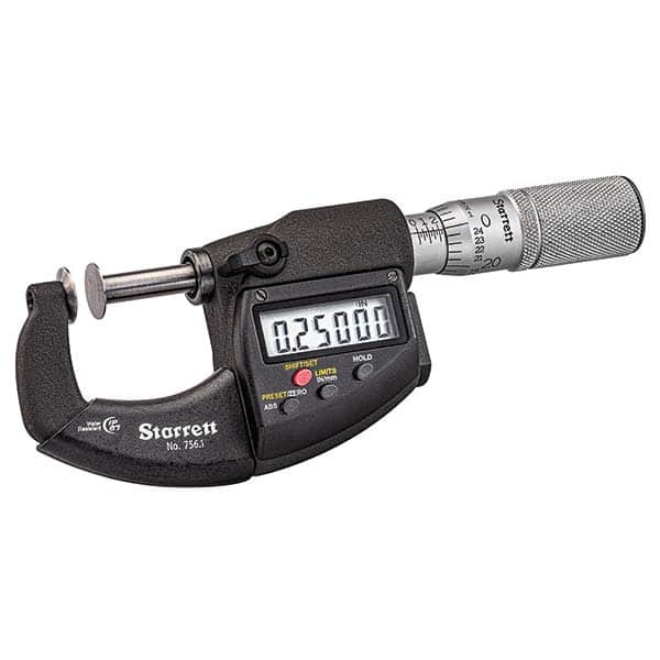 Starrett - Disc Micrometers Operation Type: Electronic Minimum Measurement (mm): 0 - USA Tool & Supply