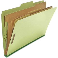 UNIVERSAL - File Folders, Expansion Folders & Hanging Files Folder/File Type: Classification Folders with Tob Tab Fastener Color: Green - USA Tool & Supply