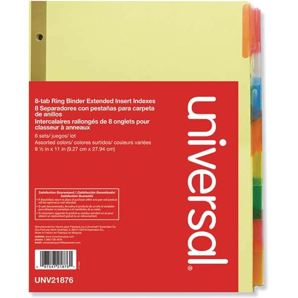 UNIVERSAL - Tabs, Indexes & Dividers Indexes & Divider Type: Customizable Size: 8-1/2 x 11 - USA Tool & Supply