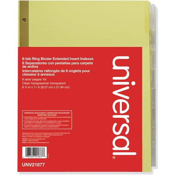 UNIVERSAL - Tabs, Indexes & Dividers Indexes & Divider Type: Customizable Size: 8-1/2 x 11 - USA Tool & Supply