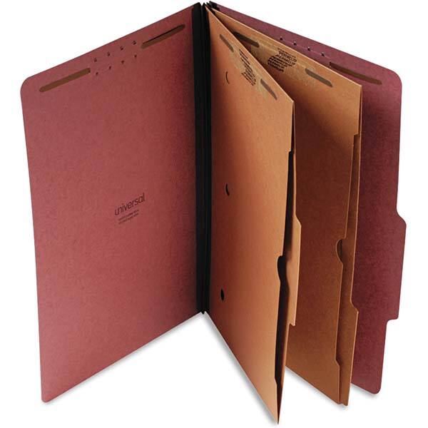 UNIVERSAL - File Folders, Expansion Folders & Hanging Files Folder/File Type: Classification Folders with Tob Tab Fastener Color: Red - USA Tool & Supply