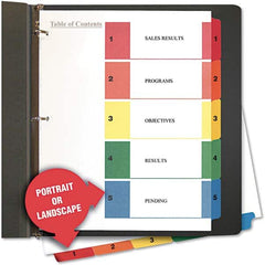 UNIVERSAL - Tabs, Indexes & Dividers Indexes & Divider Type: Preprinted Numeric Size: 8-1/2 x 11 - USA Tool & Supply