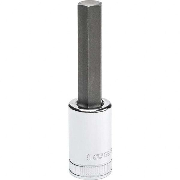 Hand Hex Bit Socket: 3/8″ Drive, 9 mm Hex 2.8″ OAL, 1.93″ Bit Length