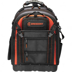 Crescent - 38 Pocket, Polyester, Black/Orange Backpack Tool Bag - USA Tool & Supply