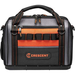 Crescent - 32 Pocket, Polyester, Black/Orange Closed Top Tool Bag - USA Tool & Supply