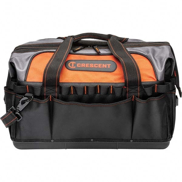 Crescent - 30 Pocket, Polyester, Black/Orange Contractor's Bag - USA Tool & Supply