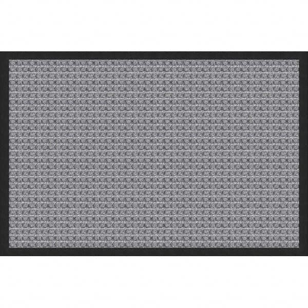 Entrance Mat: 6' Long, 4' Wide, Polypropylene Surface Indoor & Outdoor, Medium-Duty Traffic, Rubber Base, Gray