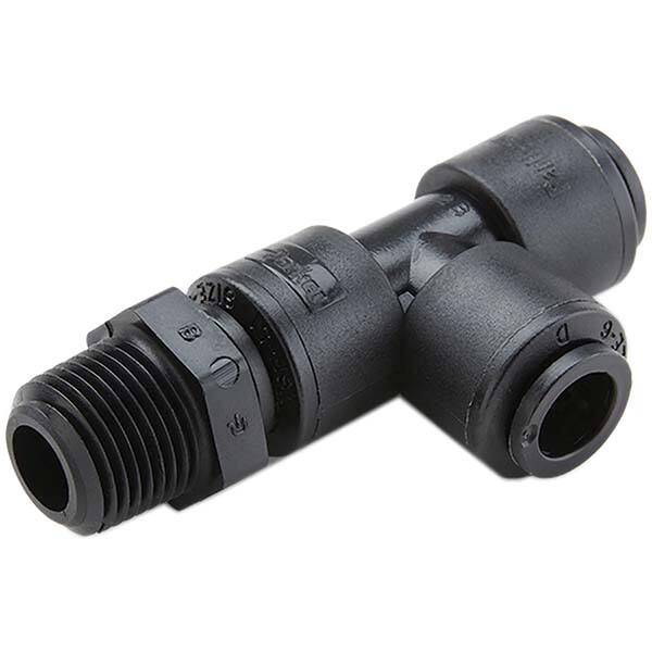 Parker - Plastic Push-To-Connect Tube Fittings Type: Male Swivel Run Tee Tube Outside Diameter (Inch): 1/4 - USA Tool & Supply