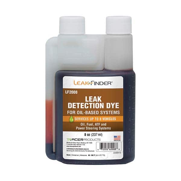 Leak Finder - Automotive Leak Detection Dyes Applications: Engine Oil; Transmission Fluid; Fuel Container Size: 8 oz. - USA Tool & Supply