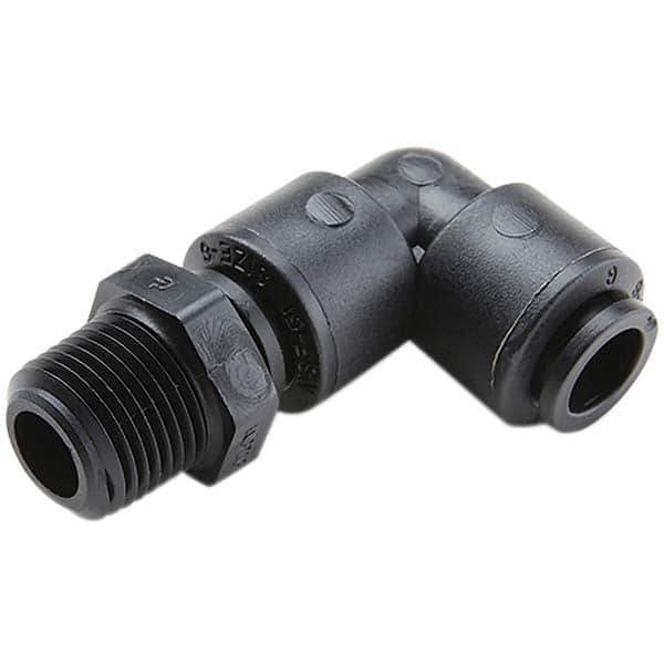 Parker - Plastic Push-To-Connect Tube Fittings Type: Male Swivel Elbow Tube Outside Diameter (Inch): 1/4 - USA Tool & Supply