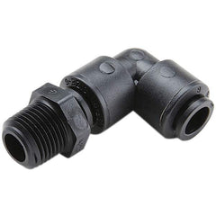 Parker - Plastic Push-To-Connect Tube Fittings Type: Male Swivel Elbow Tube Outside Diameter (Inch): 3/8 - USA Tool & Supply