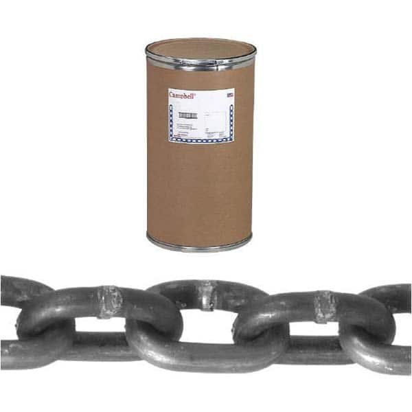 Campbell - Welded Chain; Chain Grade: 30 ; Trade Size: 1/2 ; Load Capacity (Lb.): 4500.000 ; Finish/Coating: Zinc Plated ; Type: Welded ; Length (Feet): 200 - Exact Industrial Supply