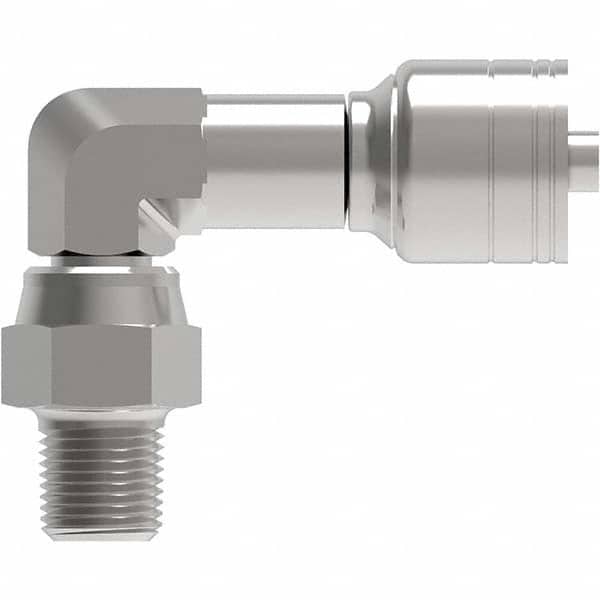 Eaton - Hydraulic Hose Fittings & Couplings Type: Male Pipe Swivel 90 Elbow Hose Diameter: 3/8 (Inch) - USA Tool & Supply