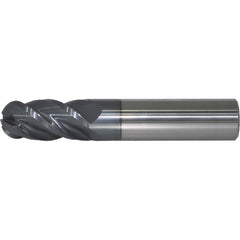 Ball End Mill: 0.3125″ Dia, 0.75″ LOC, 4 Flute, Solid Carbide 2-1/2″ OAL, 5/16″ Shank Dia, 40 ° Helix, AlTiN Coated, Single End
