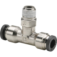 Parker - Metal Push-To-Connect Tube Fittings Type: Male Swivel Branch Tee Tube Outside Diameter (Inch): 1/4 - USA Tool & Supply