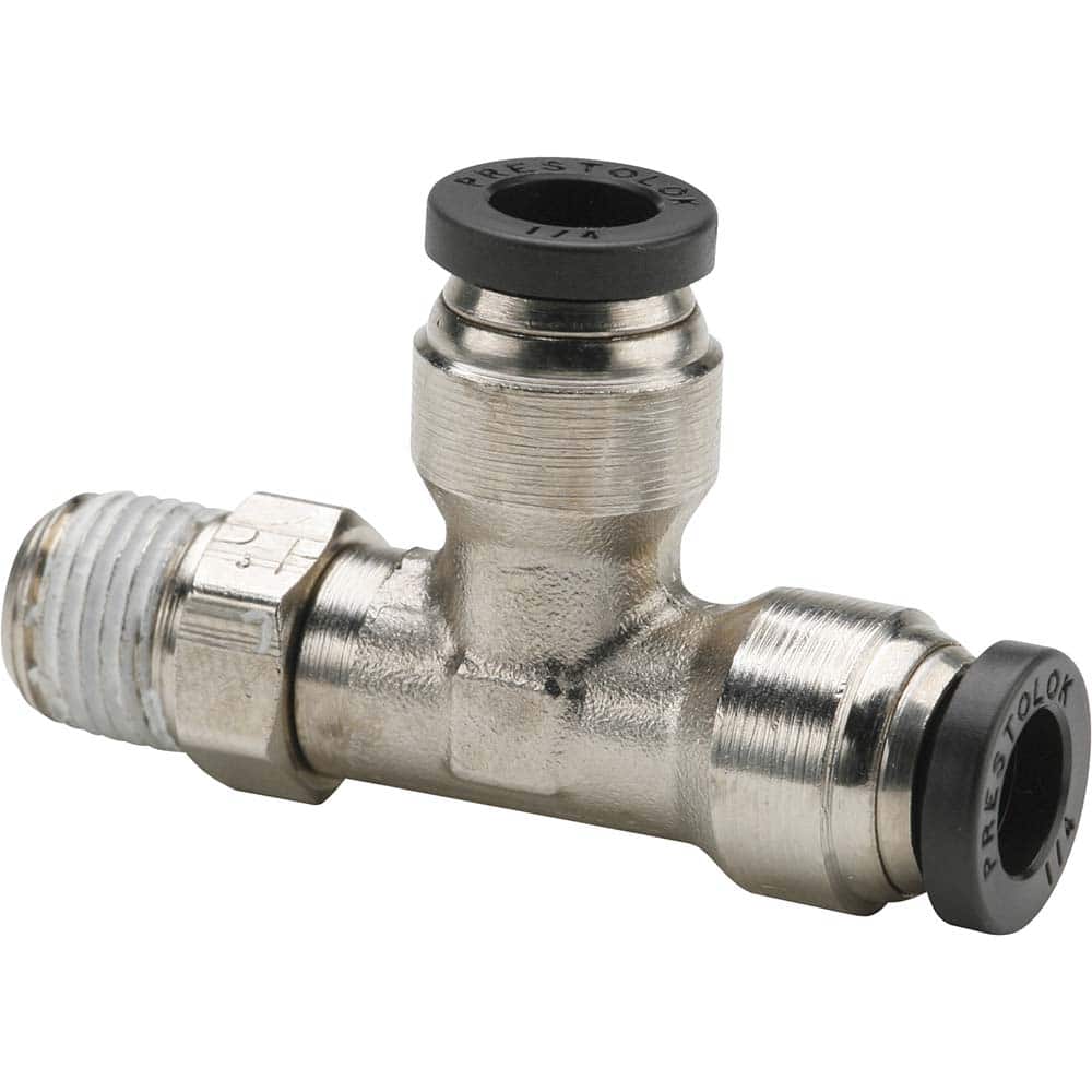 Parker - Metal Push-To-Connect Tube Fittings Type: Male Run Tee Swivel Tube Outside Diameter (Inch): 3/8 - USA Tool & Supply