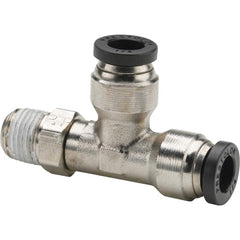 Parker - Metal Push-To-Connect Tube Fittings Type: Male Run Tee Swivel Tube Outside Diameter (Inch): 3/8 - USA Tool & Supply