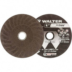 WALTER Surface Technologies - 6" Aluminum Oxide Cutoff Wheel - 3/64" Thick, 7/8" Arbor, 10,200 Max RPM, Use with Die Grinders - USA Tool & Supply