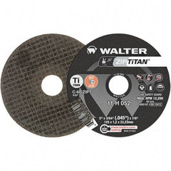 WALTER Surface Technologies - 5" Aluminum Oxide Cutoff Wheel - 3/64" Thick, 7/8" Arbor, 12,200 Max RPM, Use with Die Grinders - USA Tool & Supply