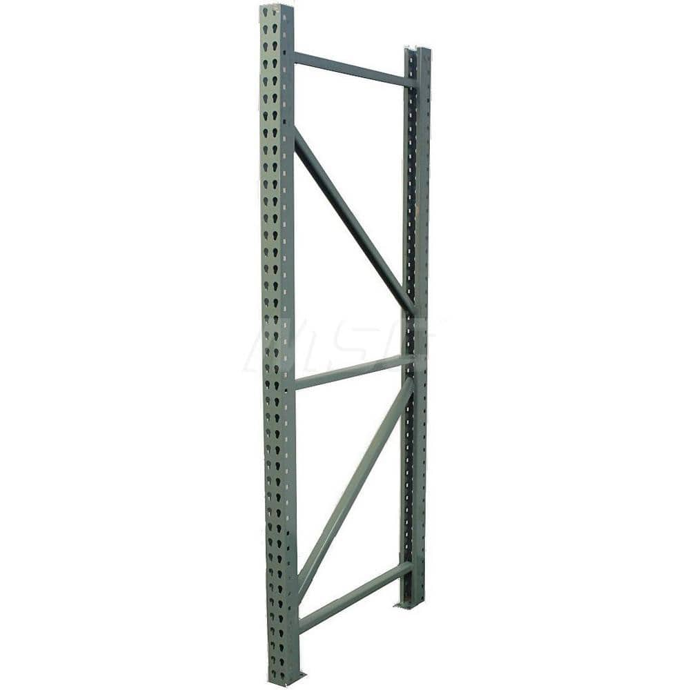 Pallet Storage Rack Framing Upright: 3″ Wide, 42″ Deep, 216″ High, 28,400 lb Capacity Tear Drop Style, Green