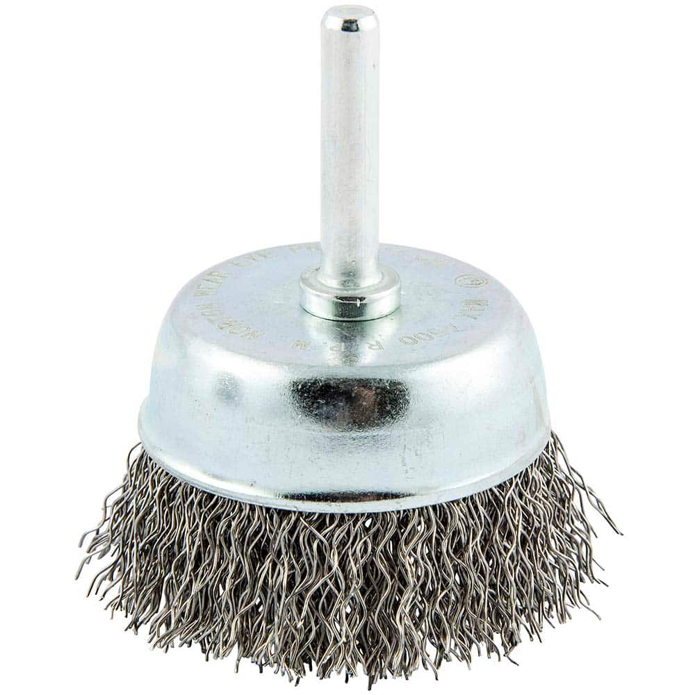 Norton - 2" Diam 1/4" Shank Carbon Steel Fill Cup Brush - USA Tool & Supply