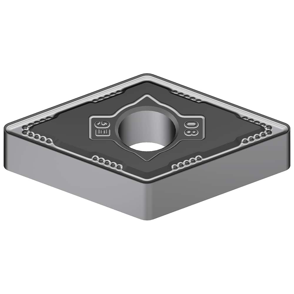 DNMG443EEG AC8025P Carbide Turning Insert Absotech Finish, 0.6102″ Long, 1/2″ Inscribed Circle, 0.0472″ Corner Radius, 1/4″ Thick, 55° Included Angle, Series AC8000P