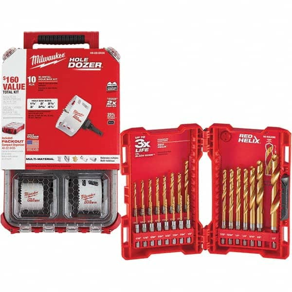 Milwaukee Tool - Hole Saw Kits Minimum Saw Diameter (Inch): 1-1/2 Maximum Saw Diameter (Inch): 4-1/4 - USA Tool & Supply