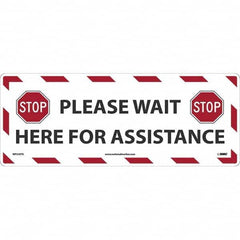 NMC - "STOP! - Please Wait Here for Assistance" Adhesive-Backed Floor Sign - USA Tool & Supply