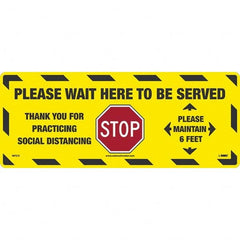 NMC - "STOP! - Please Wait Here to Be Served" Adhesive-Backed Floor Sign - USA Tool & Supply