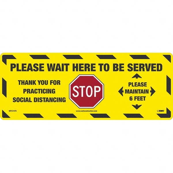NMC - "STOP! - Please Wait Here to Be Served" Adhesive-Backed Floor Sign - USA Tool & Supply