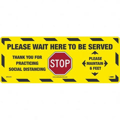 NMC - "STOP! - Please Wait Here to Be Served" Adhesive-Backed Floor Sign - USA Tool & Supply