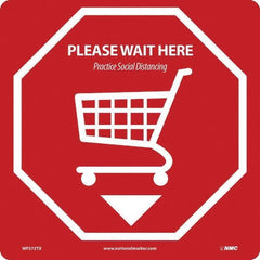 NMC - "Please Wait Here" Adhesive-Backed Floor Sign - USA Tool & Supply