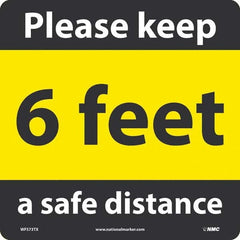 NMC - "Please Keep a Safe Distance - 6 Feet" Adhesive-Backed Floor Sign - USA Tool & Supply